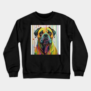 ink art Half portrait happy bullmastiff dog in a room filled with paint Crewneck Sweatshirt